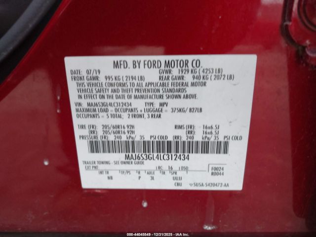 2020 FORD ECOSPORT MAJ6S3GL4LC312434 Photo 8