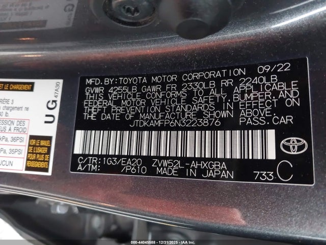 JTDKAMFP6N3223876 Toyota Prius Prime Xle