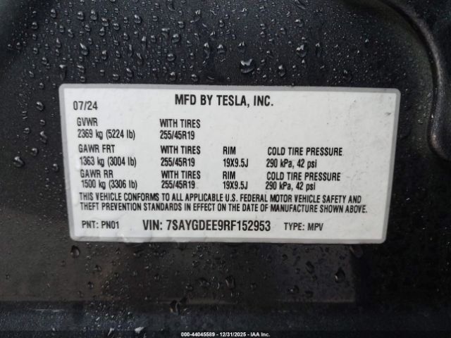 2024 TESLA MODEL Y 7SAYGDEE9RF152953 Photo 8