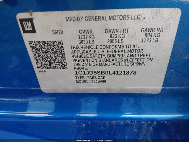 1G1JD5SB0L4121878 Chevrolet Sonic Fwd Lt