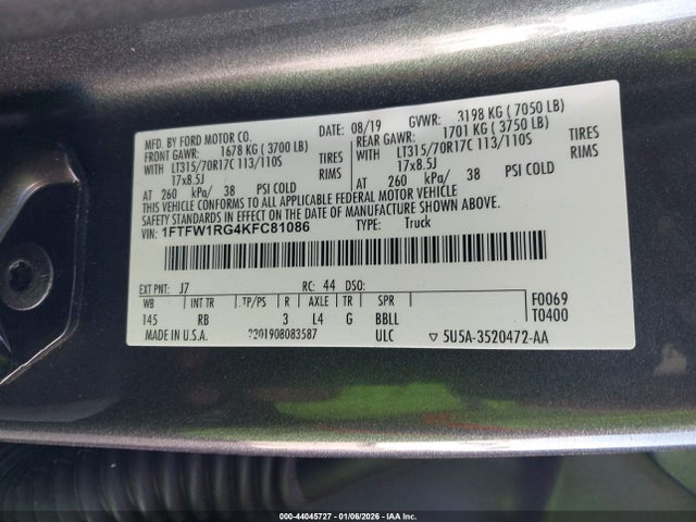 2019 FORD F-150 1FTFW1RG4KFC81086 Photo 8