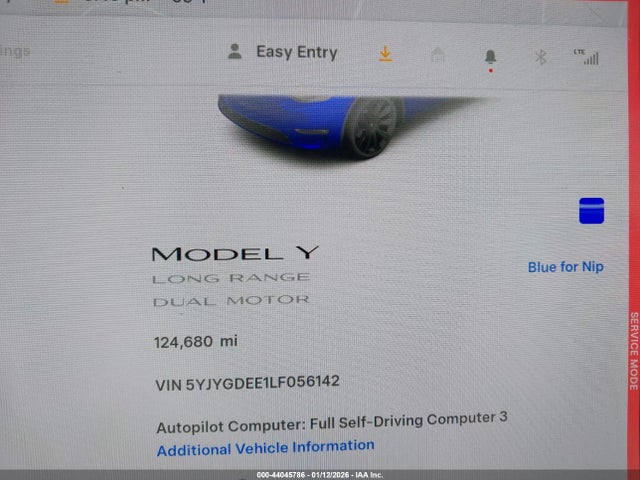 Продажа на аукционе авто 2020 Tesla Model Y Long Range Dual Motor All-wheel Drive, vin: 5YJYGDEE1LF056142, номер лота: 44045786