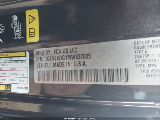 1C4HJXDG1MW837035 Jeep Wrangler Unlimited Sport S 4x4