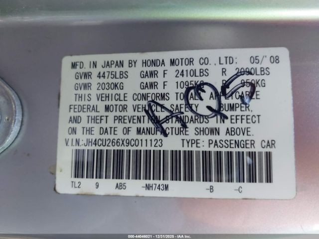 2009 ACURA TSX JH4CU266X9C011123 Photo 8