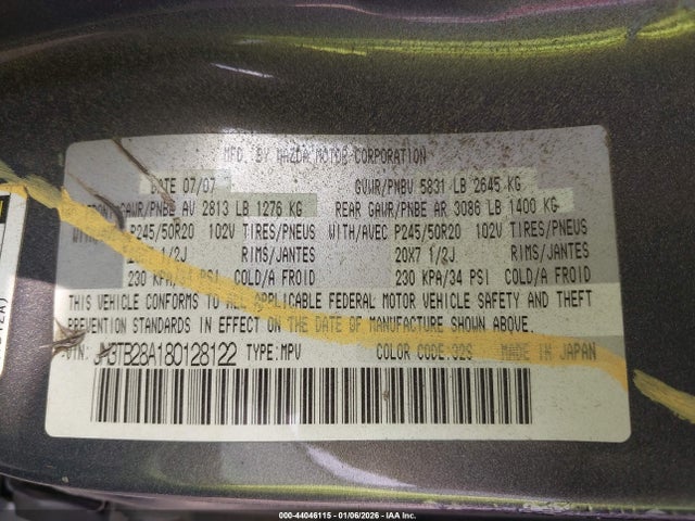 Aukcja sprzedaży 2008 Mazda Cx-9 Grand Touring, vin: JM3TB28A180128122, numer aukcji: 44046115