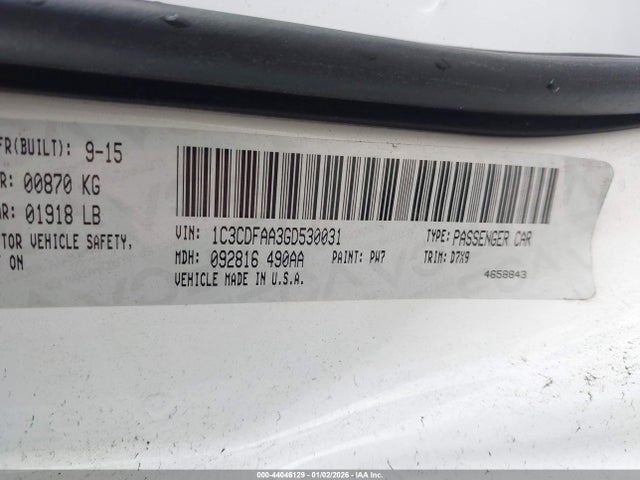 2016 DODGE DART 1C3CDFAA3GD530031 Photo 8