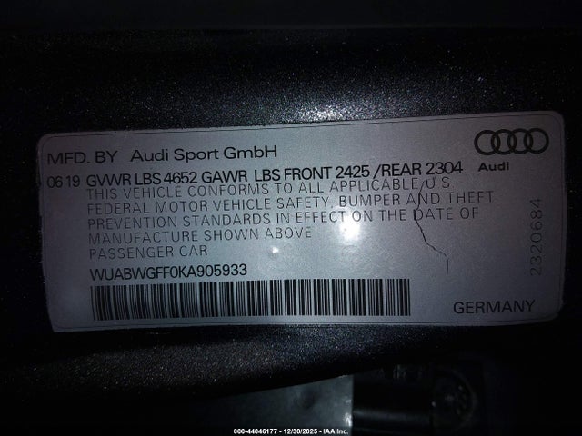 2019 AUDI RS 3 WUABWGFF0KA905933 Photo 8