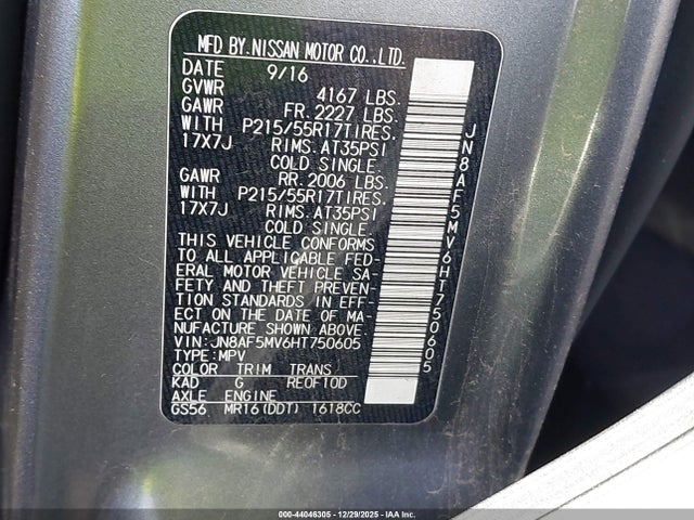 JN8AF5MV6HT750605 Nissan Juke Sv