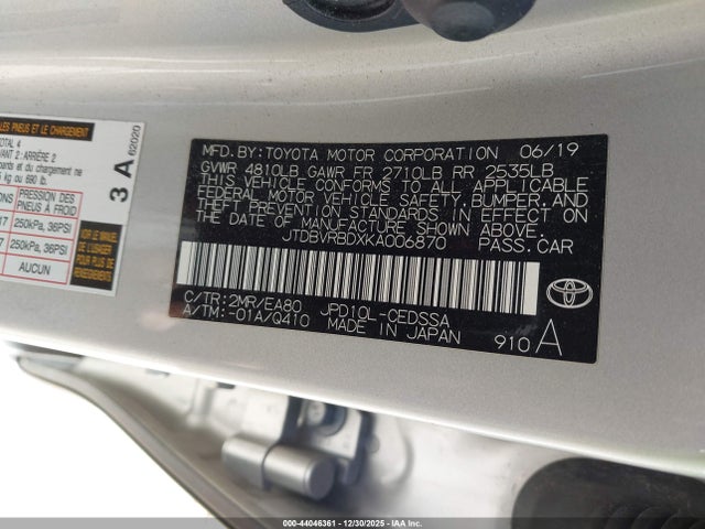 Toyota Mirai 2019 JTDBVRBDXKA006870 Image 9