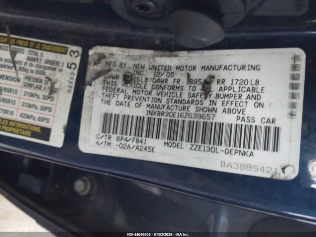 2006 TOYOTA COROLLA 1NXBR30E16Z639657 Photo 8