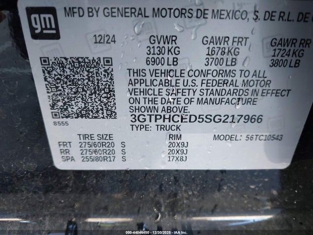 GMC Sierra 1500 2wd Short Box Elevation 2025 3GTPHCED5SG217966 Image 9