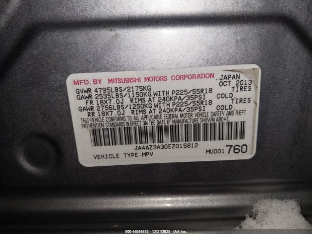 2014 MITSUBISHI OUTLANDER JA4AZ3A30EZ015812 Photo 8