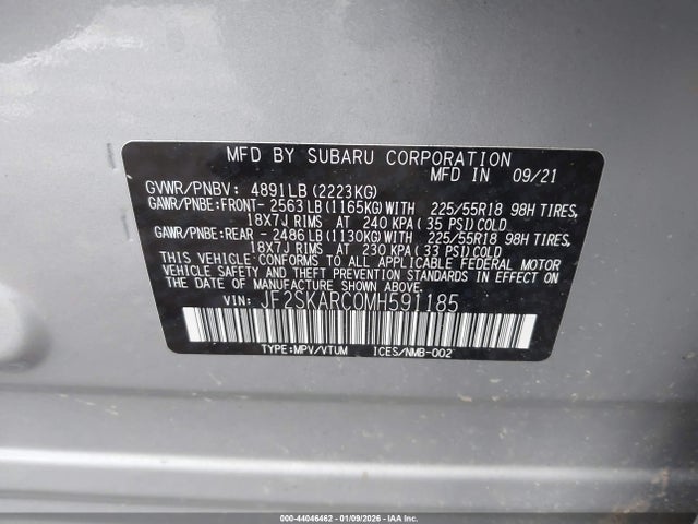 Subaru Forester Sport 2021 JF2SKARC0MH591185 Image 9