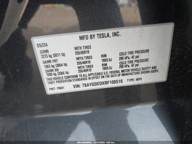 2024 TESLA MODEL Y 7SAYGDEDXRF108516 Photo 8