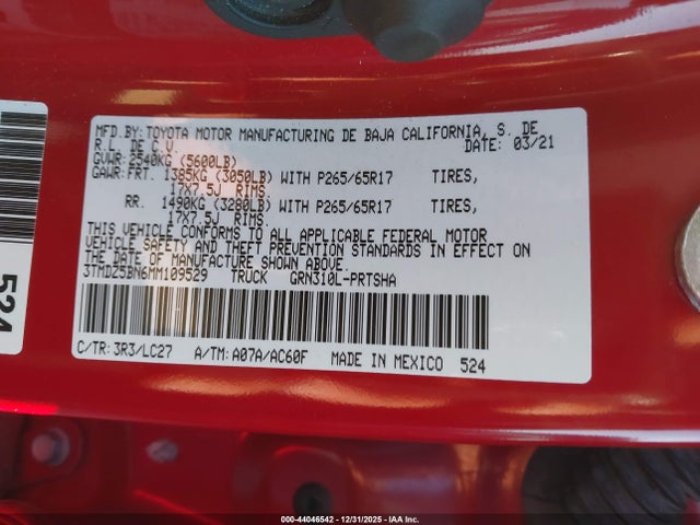 3TMDZ5BN6MM109529 Toyota Tacoma Trd Sport