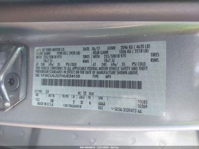 2017 FORD ESCAPE 1FMCU0JD7HUE54135 Photo 8