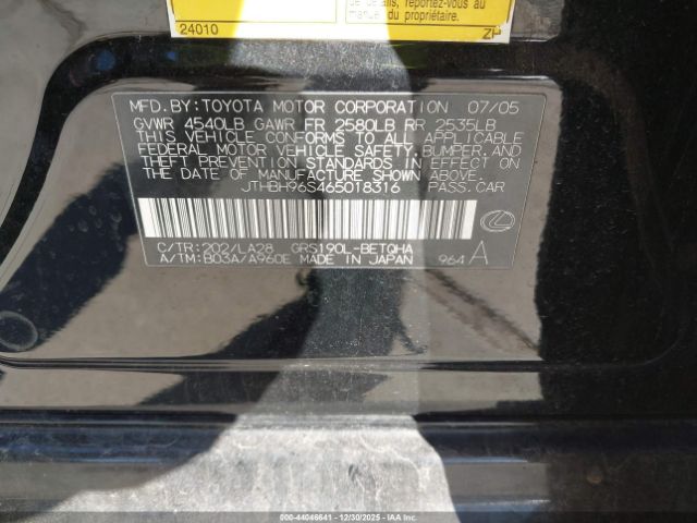 2006 LEXUS GS 300 JTHBH96S465018316 Photo 8