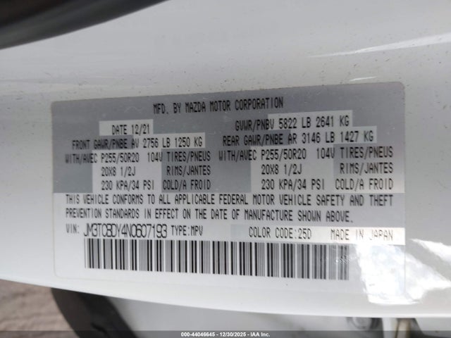 2022 MAZDA CX-9 JM3TCBDY4N0607193 Photo 8