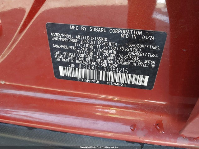Subaru Crosstrek Premium 2024 JF2GUADC1RH364215 Image 9