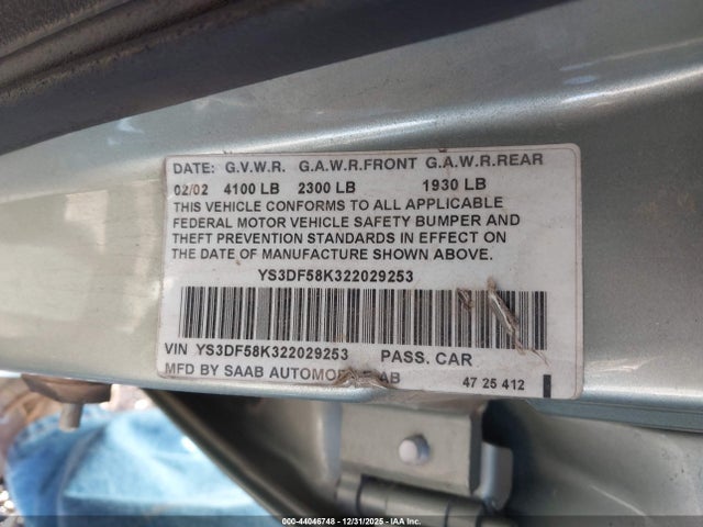 2002 SAAB 9-3 YS3DF58K322029253 Photo 8