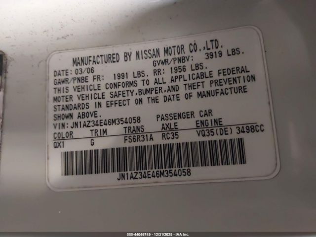 2006 NISSAN 350Z JN1AZ34E46M354058 Photo 8