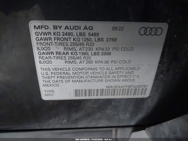 2023 AUDI Q5 WA1EAAFY8P2028787 Photo 8