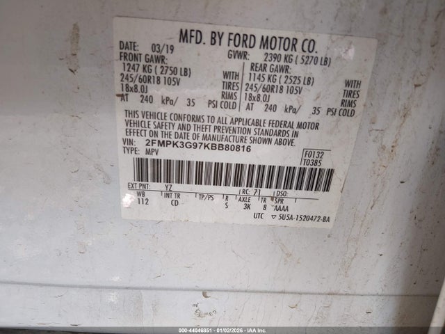 2FMPK3G97KBB80816 Ford EDGE SE