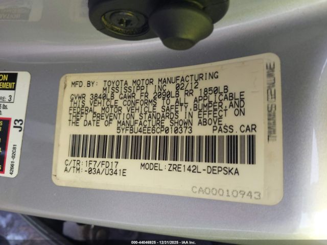 2012 TOYOTA COROLLA 5YFBU4EE6CP010373 Photo 8