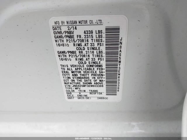 Nissan Rogue Select S 2014 JN8AS5MT3EW603386 Image 9