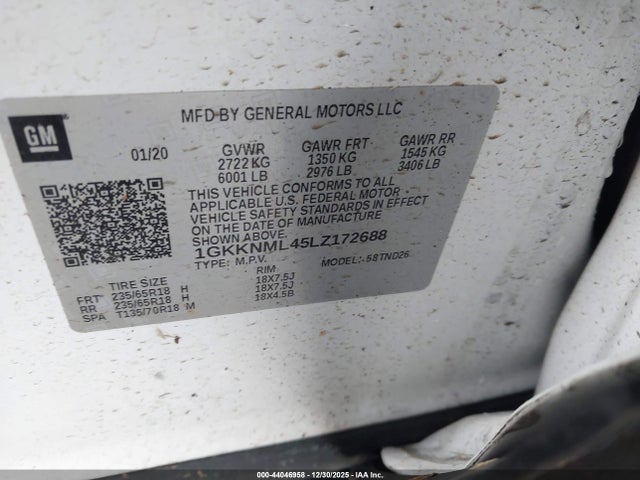 1GKKNML45LZ172688 GMC Acadia Fwd Slt