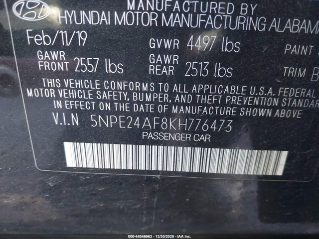 Hyundai SONATA SE 2019 5NPE24AF8KH776473 Image 9