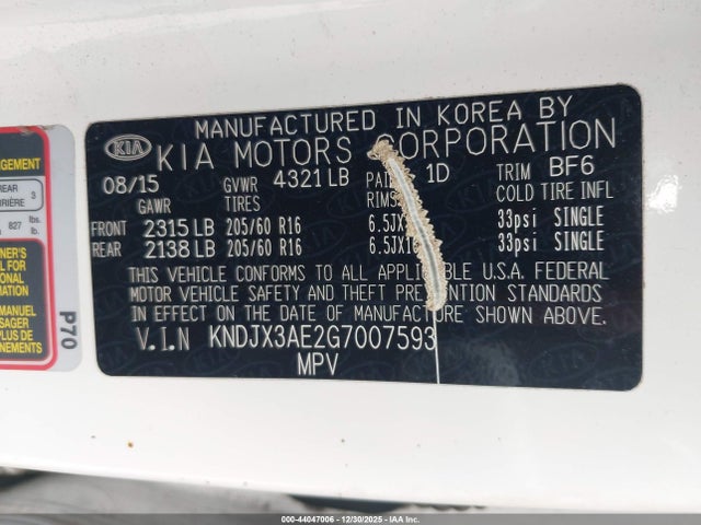 KIA Soul Ev + 2016 KNDJX3AE2G7007593 Image 9