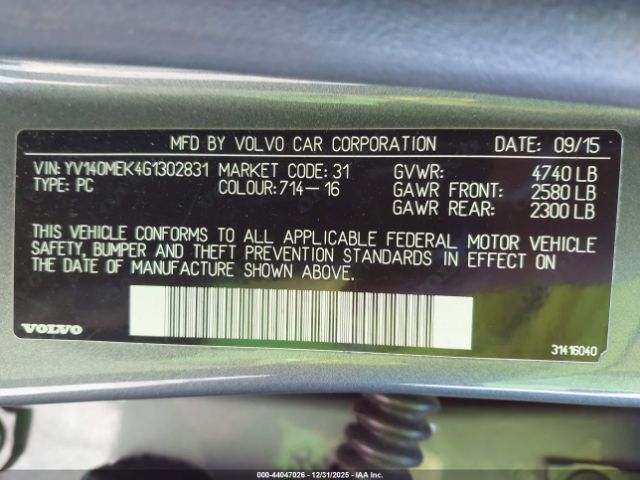 2016 VOLVO V60 YV140MEK4G1302831 Photo 8