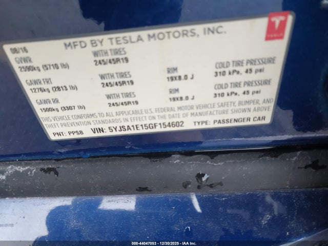 2016 TESLA MODEL S 5YJSA1E15GF154602 Photo 8