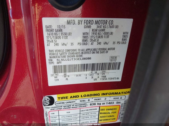 5LMJJ2JT3GEL06086 Lincoln Navigator Select