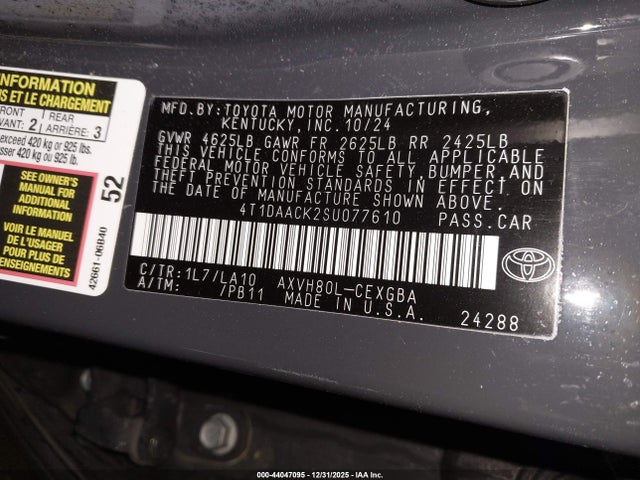 Toyota CAMRY XLE 2025 4T1DAACK2SU077610 Image 9