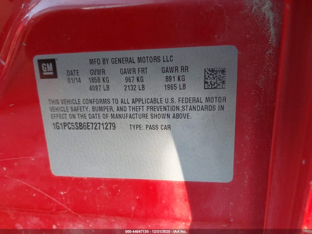 Chevrolet Cruze 1lt Auto 2014 1G1PC5SB6E7271279 Image 9