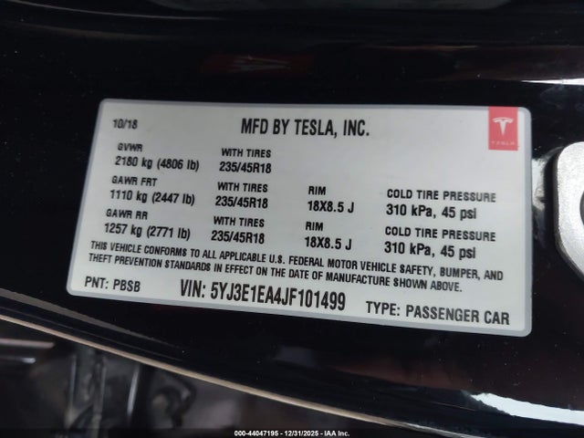 2018 TESLA MODEL 3 5YJ3E1EA4JF101499 Photo 8