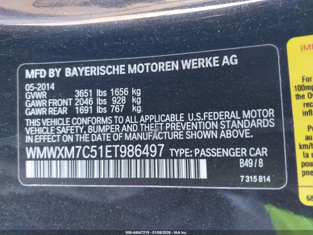 2014 MINI HARDTOP WMWXM7C51ET986497 Photo 8