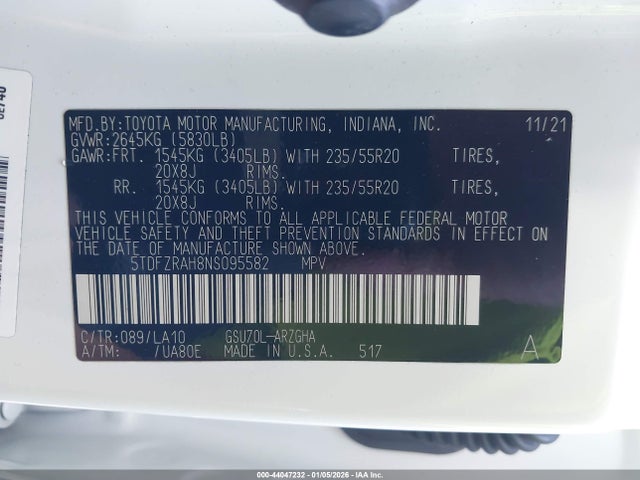 Toyota Highlander Platinum 2022 5TDFZRAH8NS095582 Image 9