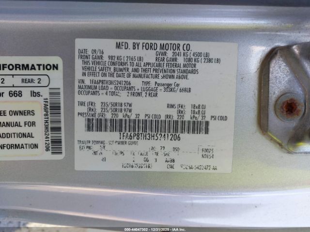 2017 FORD MUSTANG 1FA6P8TH3H5241206 Photo 8