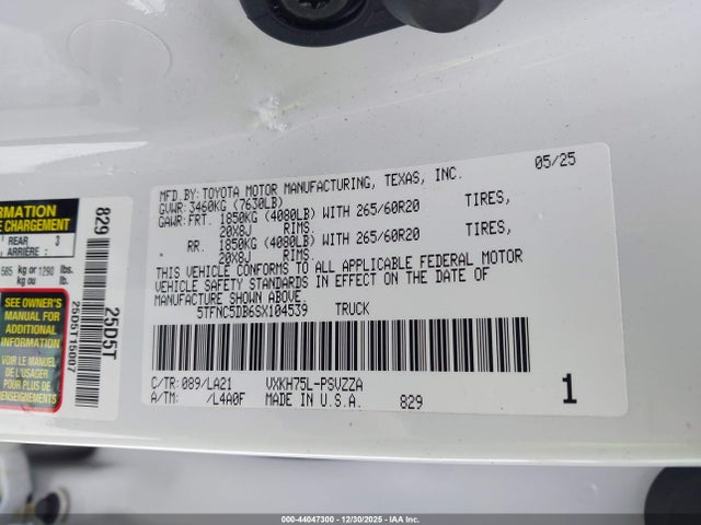 2025 TOYOTA TUNDRA HYBRID 5TFNC5DB6SX104539 Photo 8