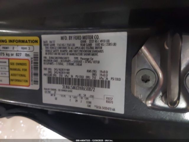 2017 LINCOLN MKZ HYBRID 3LN6L5MU2HR650872 Photo 8