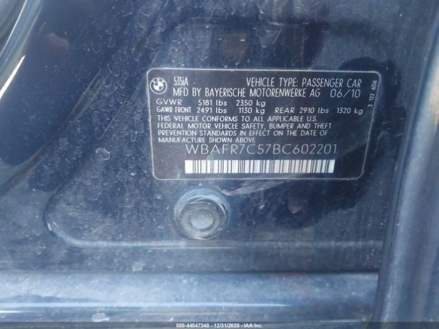 2011 BMW 535I WBAFR7C57BC602201 Photo 8