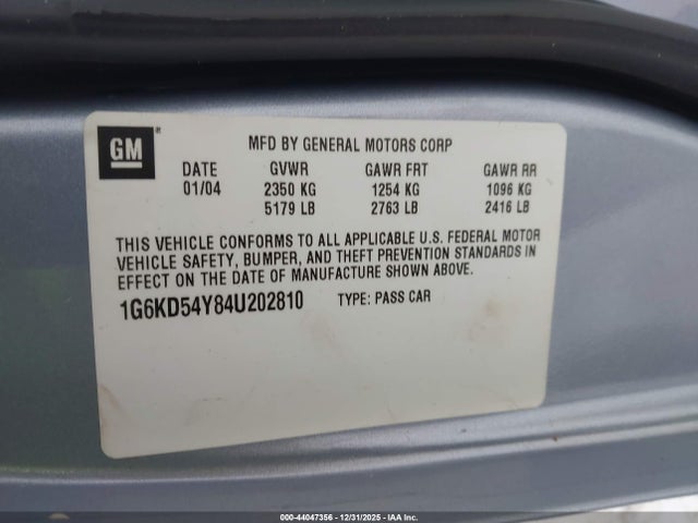 2004 CADILLAC DEVILLE 1G6KD54Y84U202810 Photo 8