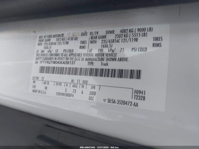 Ford Transit 2019 1FTYR2YM3KKA58137 Image 9