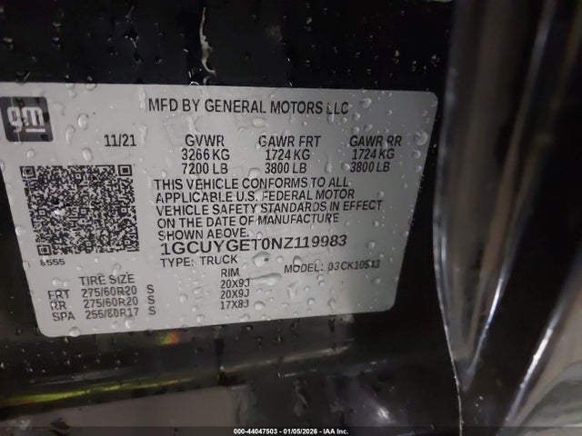 1GCUYGET0NZ119983 Chevrolet Silverado 1500 Ltd 4wd Short Bed Ltz