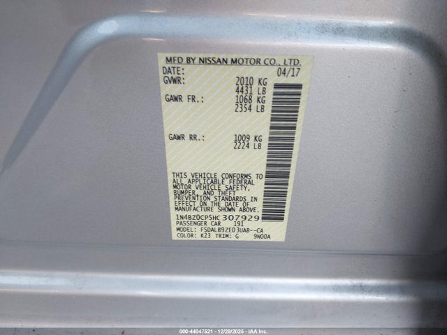 1N4BZ0CP5HC307929 Nissan LEAF S
