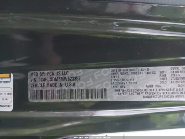 1C4HJXDM8MW623357 Jeep Wrangler Unlimited Willys 4x4