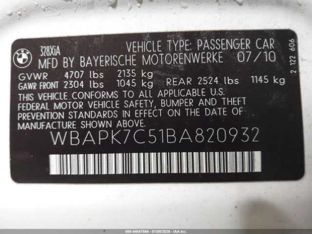 2011 BMW 328I WBAPK7C51BA820932 Photo 8